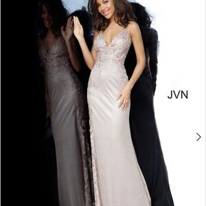 NWT Jovani Rose Gold Lace Insert Shimmer Gown